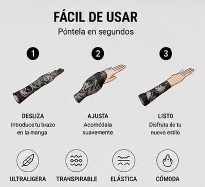Manga de Tatuaje Temporal y Protectora